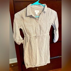 Old Navy blue and white striped shirt dress girls size 8